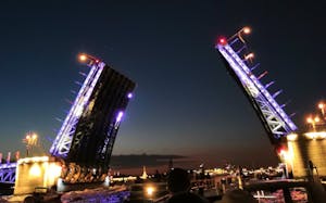 a lit up city at night